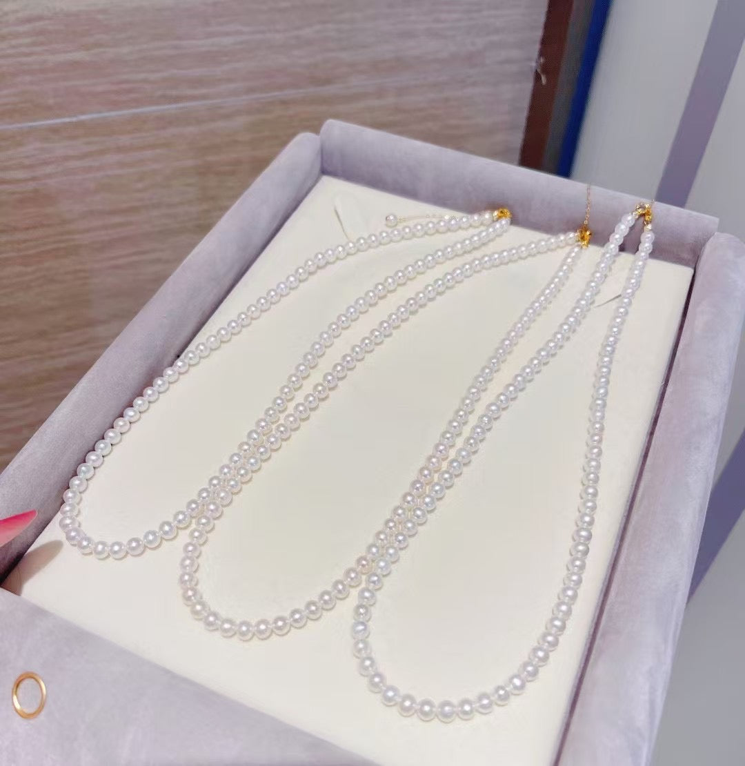 18k金天然淡水強光珍珠項鍊