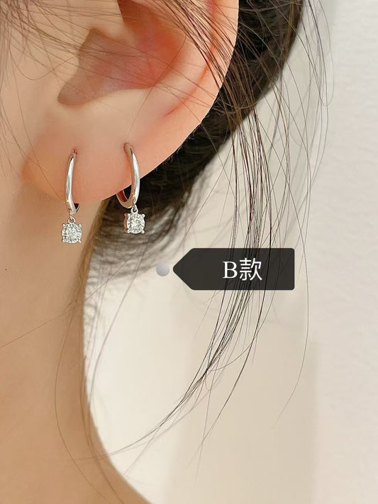 18k白金鑲天然10分鑽石耳環